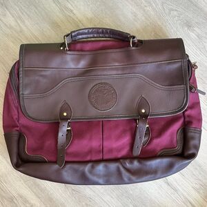 Duluth Pack Entrepreneur Briefcase Bag Burgundy Canvas & Brown Leather RARE